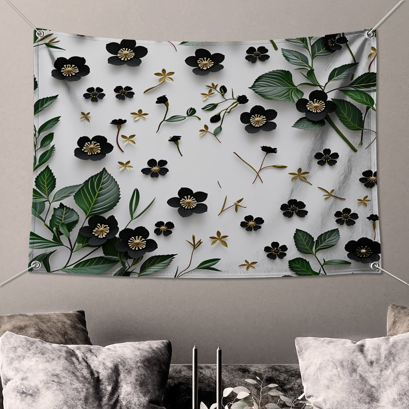 Tapisserie florale - Décoration murale nature, H 50 po x l 60 po avec 4 œillets