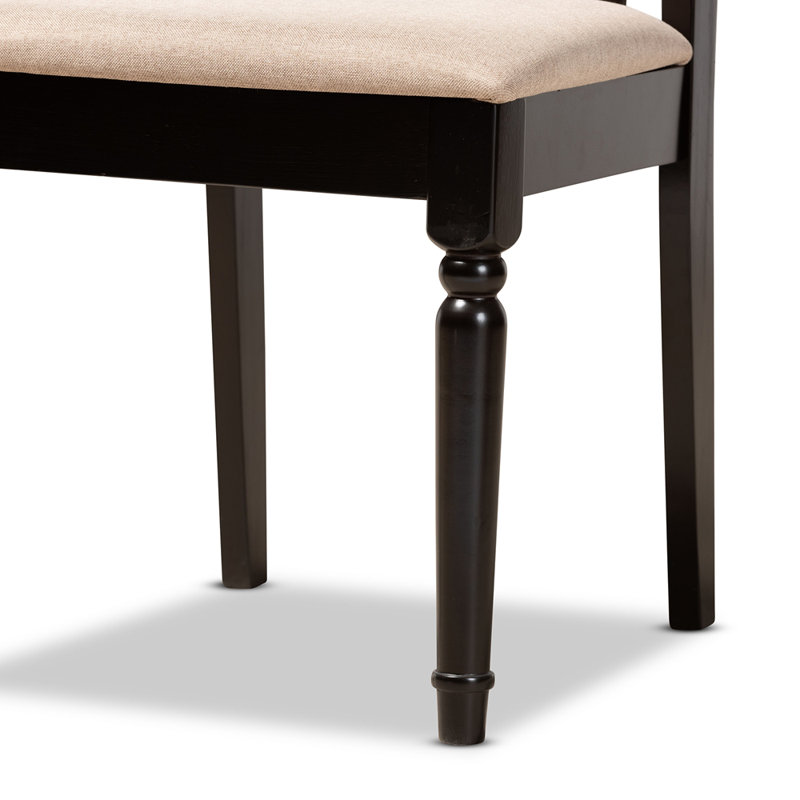 Rizzo 5-Pc Dining Set in Sand Fabric and Dark Brown Finished Wood, 38.6'' H X 17.9'' W X 19.3'' D, Dark Brown, 5