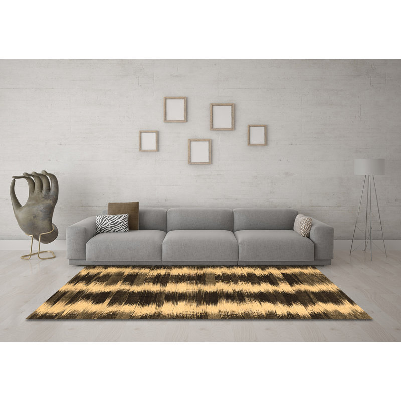Tapis contemporains brun lavable à la machine 2775, Carré 7 pi