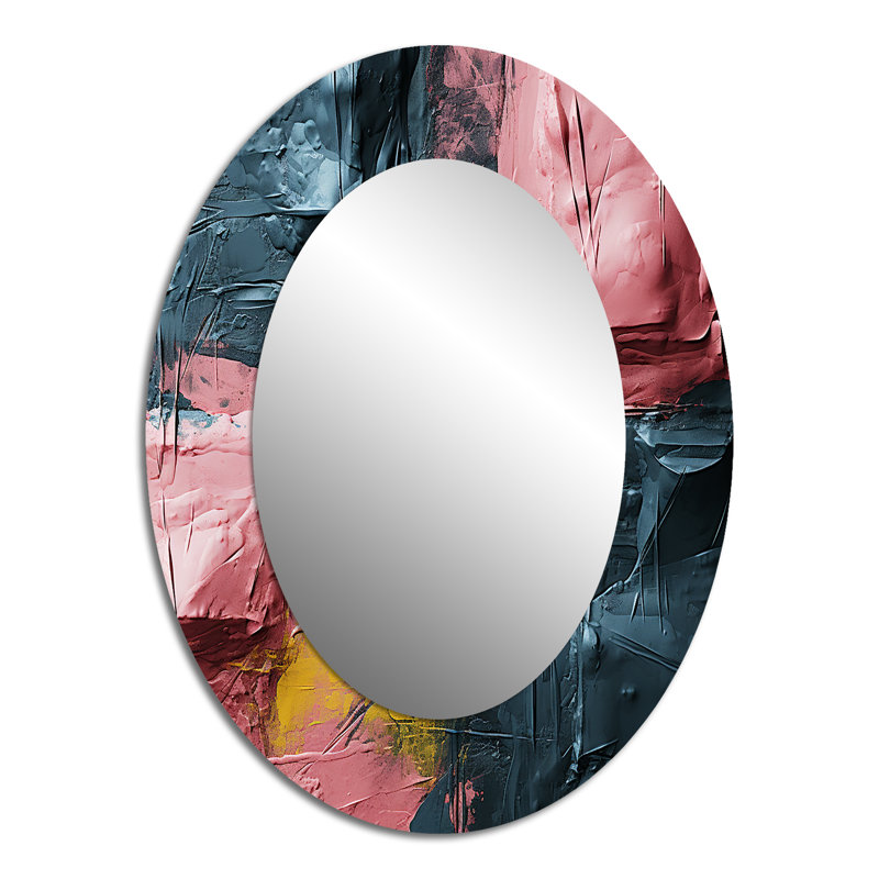 Sicile - Grand miroir mural ovale sur support métallique, 40 po x 30 po