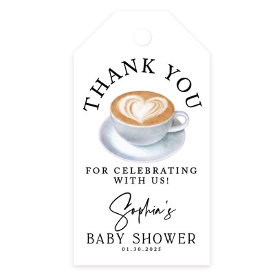 Personalized A Baby Is Brewing Coffee Themed Baby Shower Thank You Tags For Favors Gifts, 20 Pack