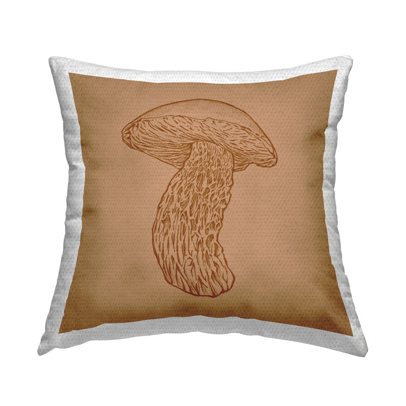 Coussin d'extérieur détaillé imprimé de champignons et de champignons botaniques par Ziwei Li