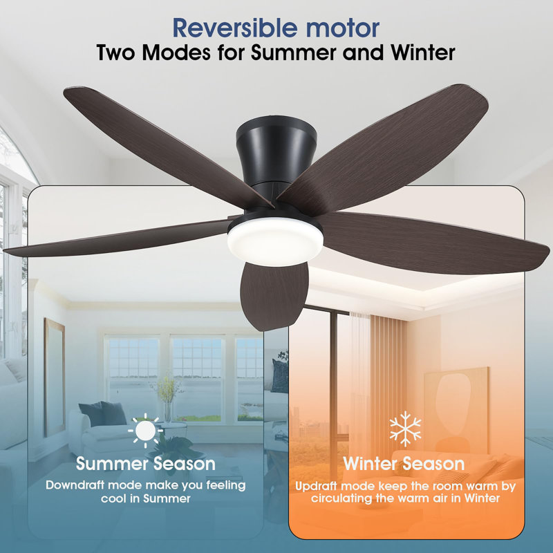 42 inch Low Profile Ceiling Fan with Light and Remote Control, Brown