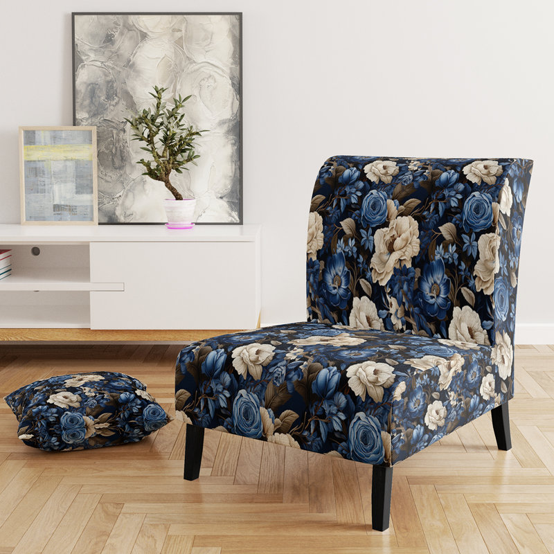 Rustic Victorian Brocade Victorian Pattern - Upholstered Floral Accent Chair Cottage Side Chair