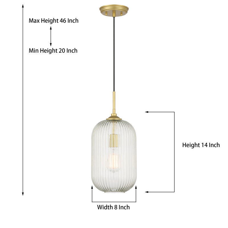 Dynamism 1 - Light Dimmable Kitchen Glass Single Pendant, Satin Brass