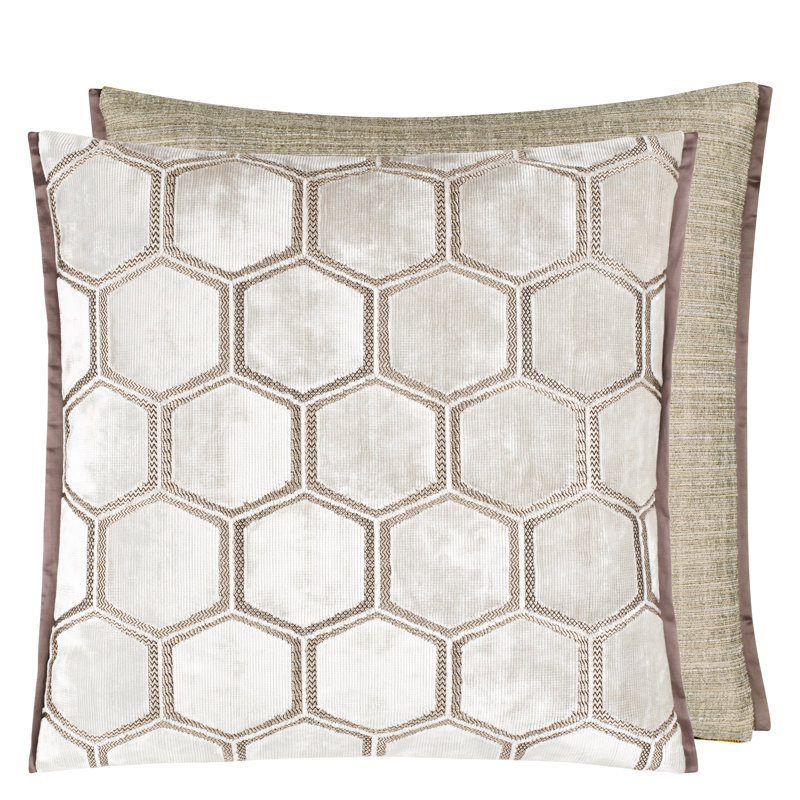 Manipur Velvet Decorative Pillow, Oyster, 22"H x 22"W
