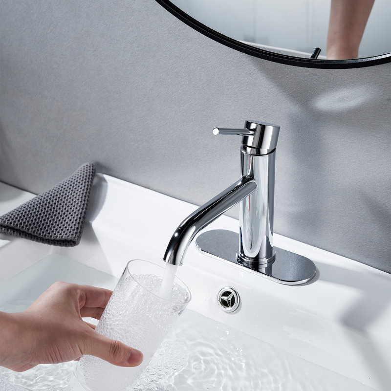 Robinet de lavabo de salle de bain moderne, poignée simple, avec trop-plein, robinet en acier inoxydable, Chrome poli