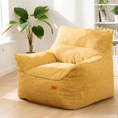 Fauteuil à billes désossé avec rembourrage, fauteuil à billes avec accoudoirs moelleux et poches latérales, grand fauteuil confortable pour adultes et adolescents, salon, chambre à coucher, dortoir, appartement