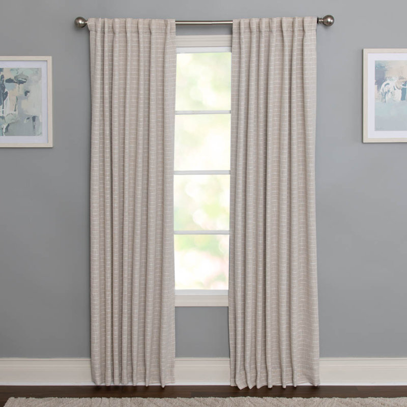Tishonna Polyester / Linen Room Darkening Woven Stripped Curtain Panel with Rod Pocket Top and Hidden Back Tabs , Linen