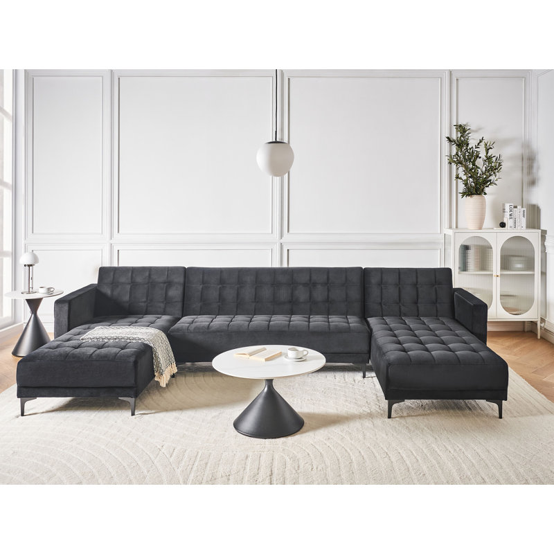 Aliyha 5 Seater Velvet Sofa Bed, Black