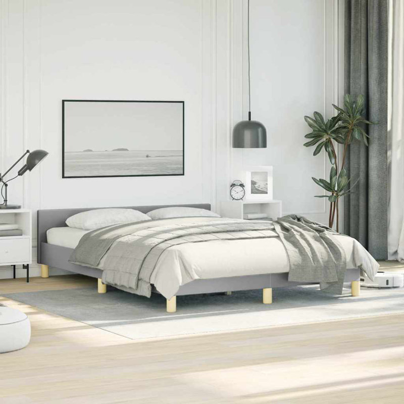 Base de lit en tissu Pranavi vidaXL, support de lattes, sans matelas, Gris clair, Grand