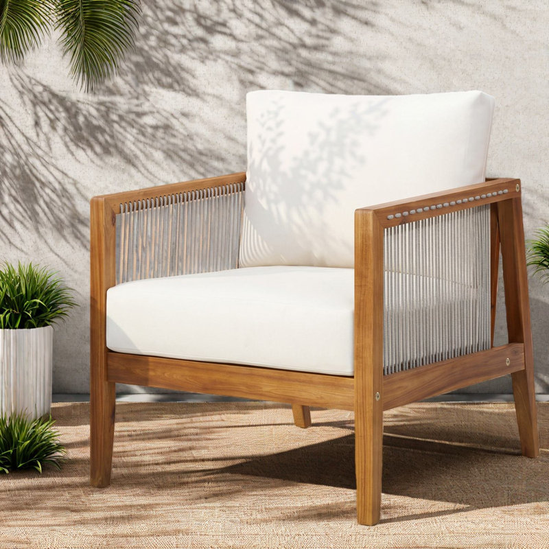 Chaises longues modernes de patio, chaise de corde de bois d'acacia pour la maison de patio