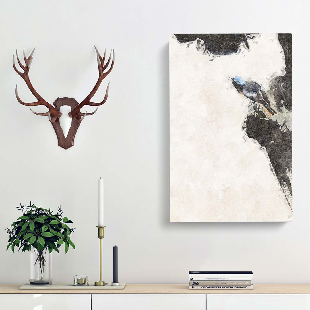 Bird On A Rock by Shibata Zeshin - Wrapped Canvas Painting