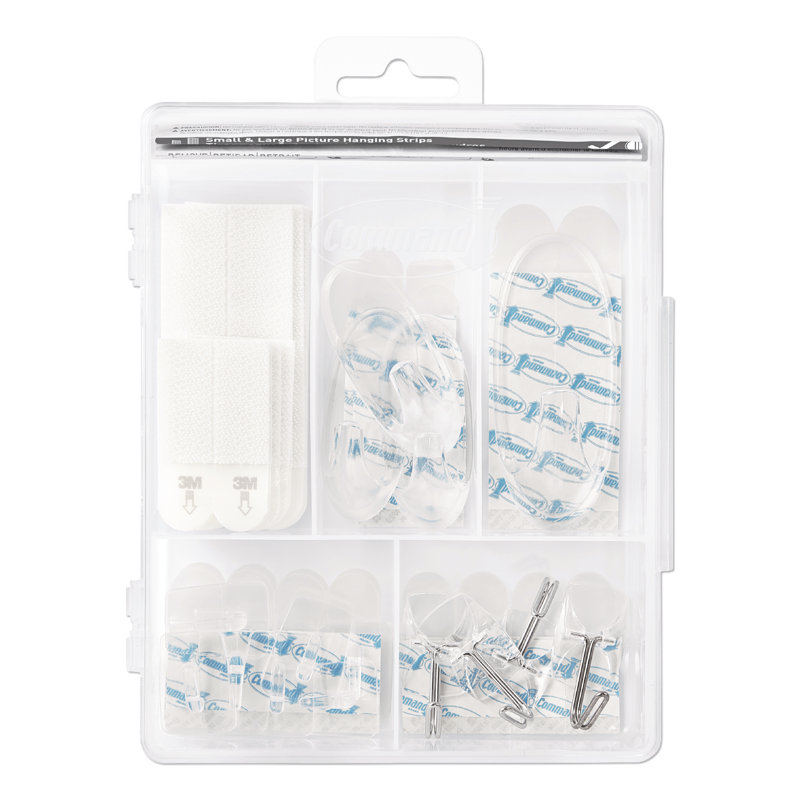 Clear Variety Pack with Picture Hanging Strips, Wire Hooks, and Wall Hooks