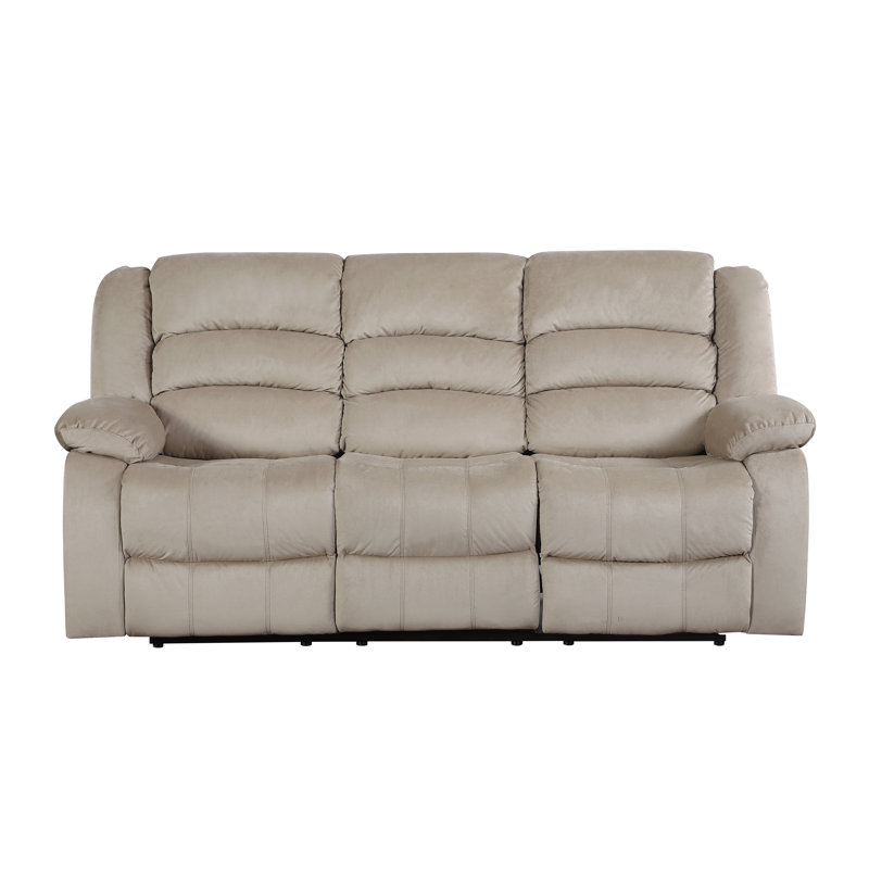 Aum Upholstered 81'' Reclining Sofa, Beige, 40" H x 81" W x 35" D