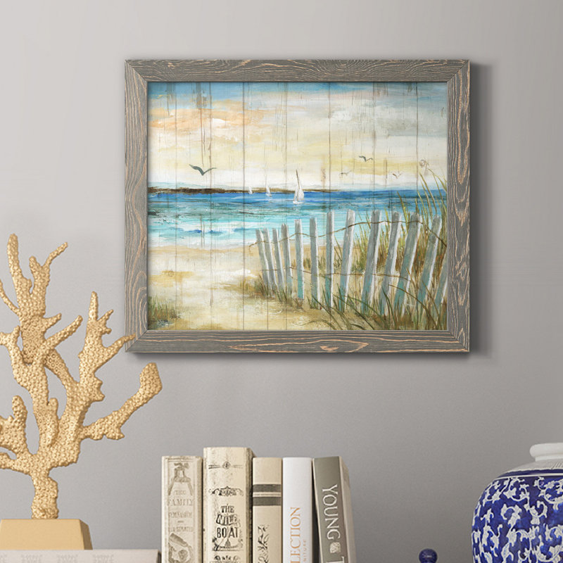 Coastal Causeway - Reproduction d'art sur papier encadrée, H 24 po x l 18 po x P 1,5 po, gris