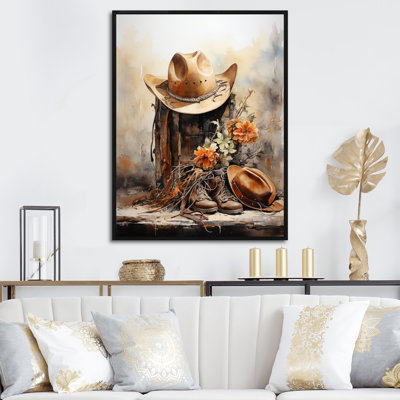 Yerly minimalisme, chapeau de cowboy et botte II - Cowboys, art mural
