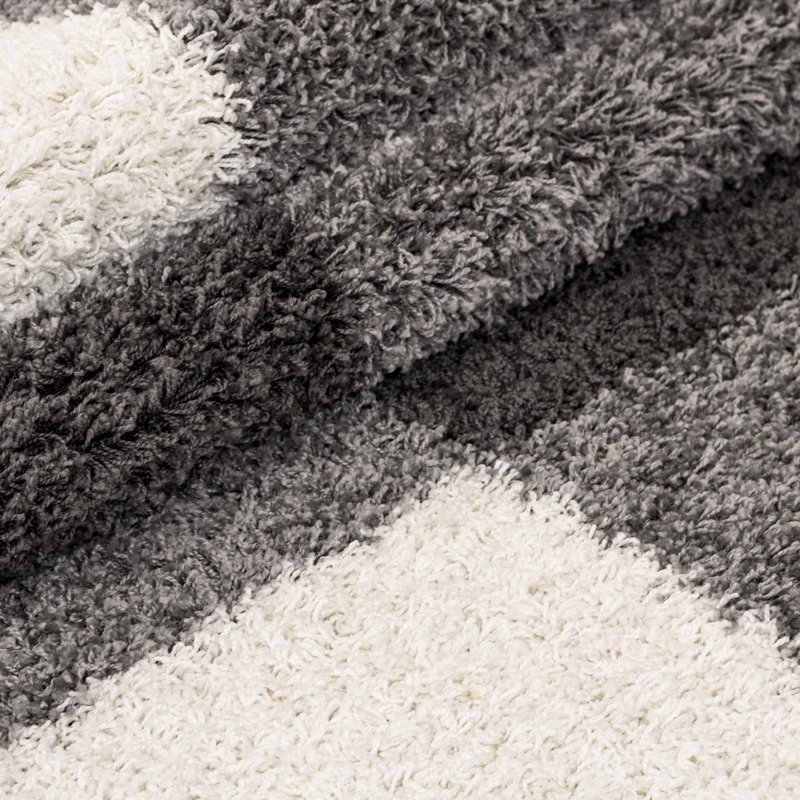 Curron Geometric Shag Area Rug, Rectangle 80 x 150cm