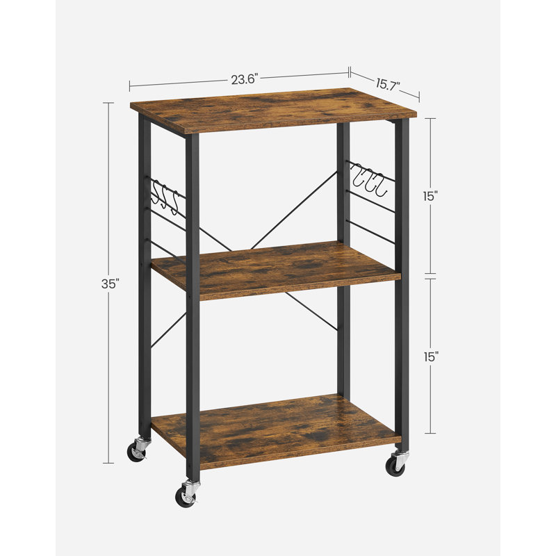 Drew 23.6 " W Kitchen Island, Rustic Brown/Black