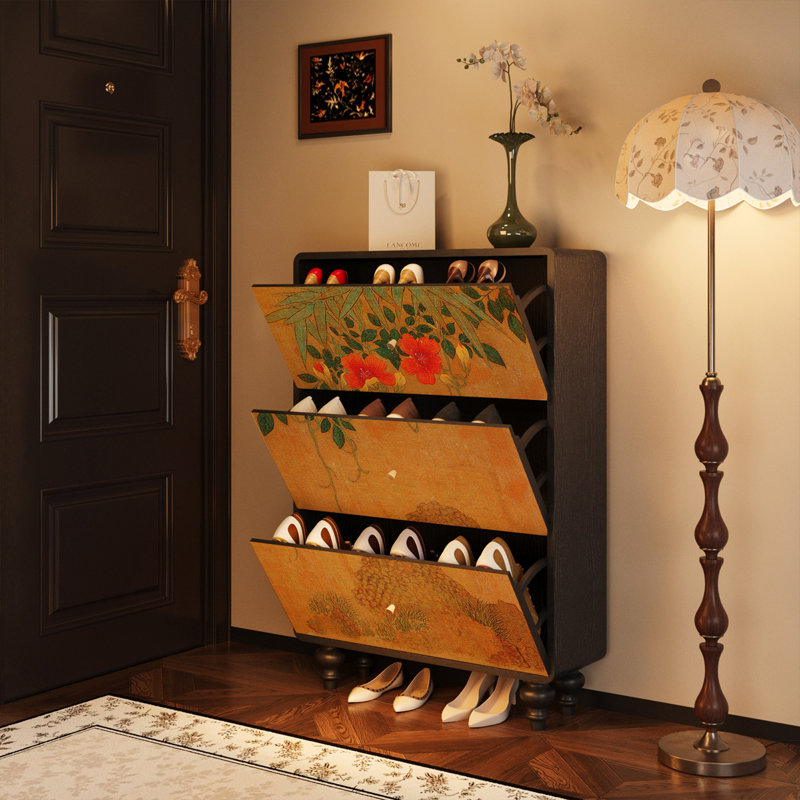 Armoire à chaussures en bois massif chinois, Black