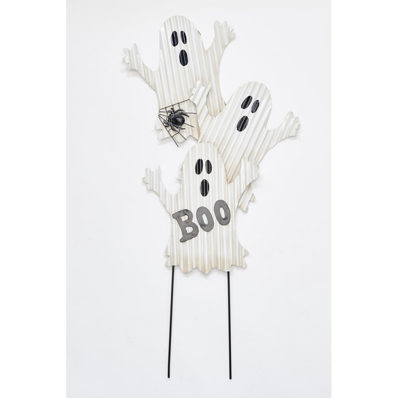 Fantômes d'Halloween en métal avec piquet de jardin Boo