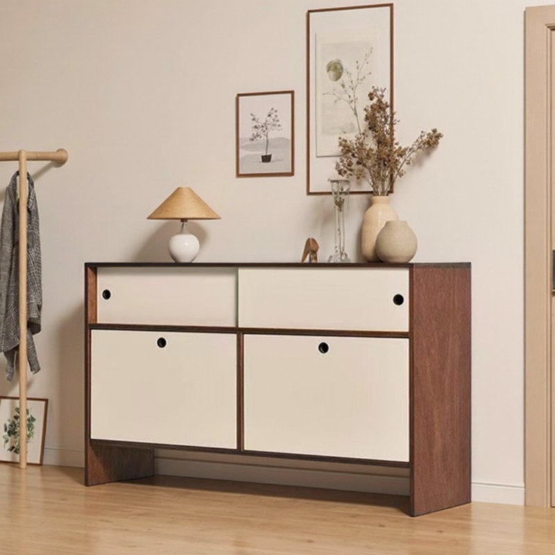 Petite vitrine de style petite maison, H 31,5 po x l 47,24 po x P 14,96 po, Brun / Beige