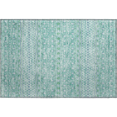 Premium Machine Washable Prisco Aqua Rug
