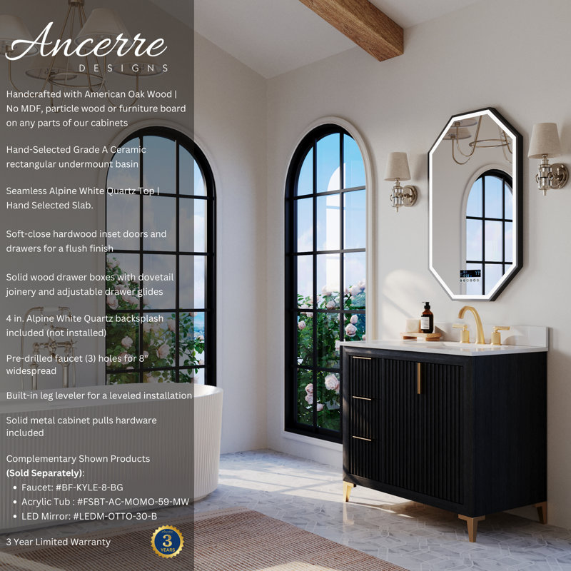 Turlington Freestanding Standard Bathroom Vanity with Top, Black Oak, 36"