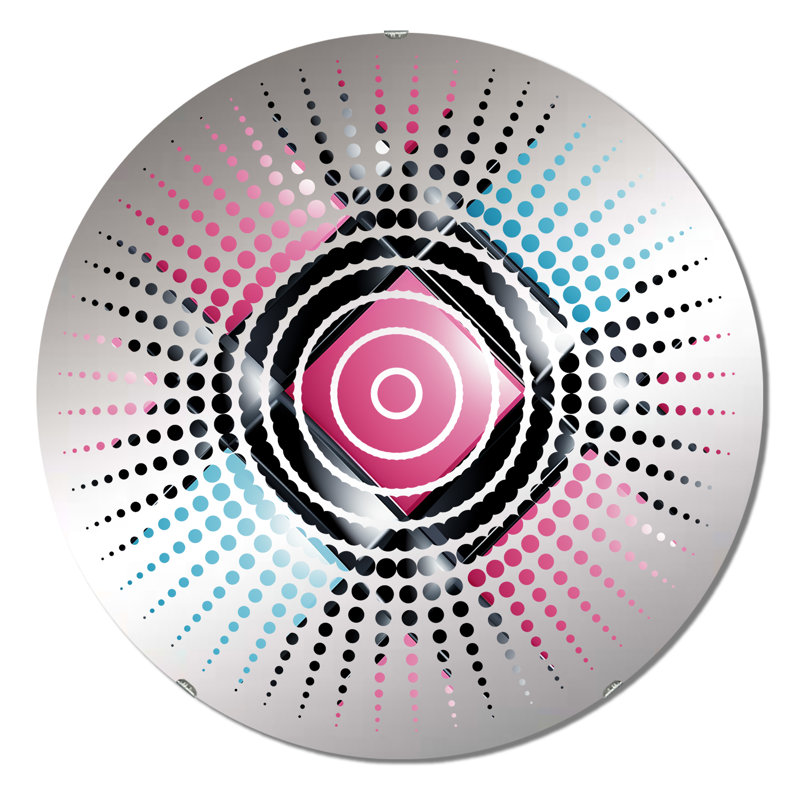 Miroir mural rose et bleu à damier rétro, 23,6 po x 23,6 po