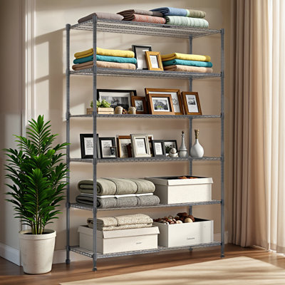 Étagères de rangement robustes, étagère en fil métallique à 5 niveaux avec roulettes, tablettes en métal réglables commerciales pour le rangement, étagères de cuisine pour garde-manger