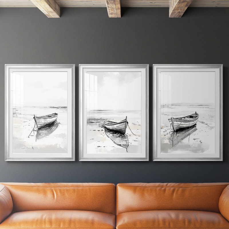NAUTICAL Series CDL XXXIV - Impression sur mesure encadrée de qualité supérieure mat - 3 pièces, Argent argent