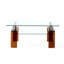 Table basse 39 "en verre transparent et brun avec tablette