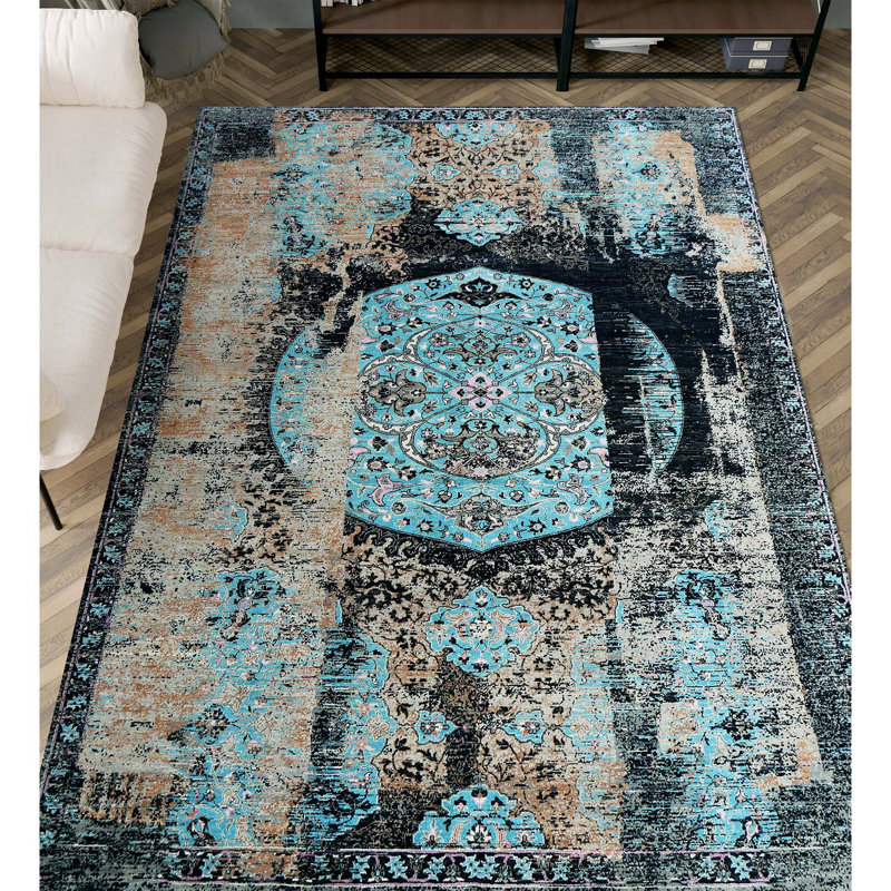 Tapis rectangulaire en laine noué à la main, Rectangle 9 pi x 12 pi
