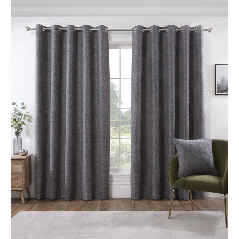 Buruk Room Darkening Curtain, Width 229 x Drop 183cm, Grey