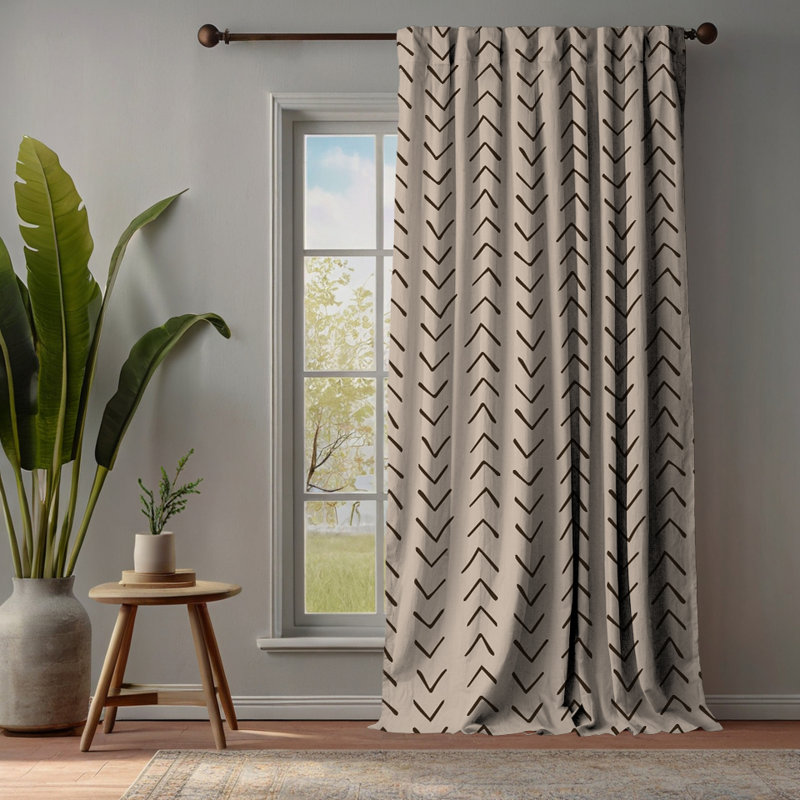 Bohemian Room Lined Single Panel Curtain, Ecru, 140cm Width x 200cm Drop