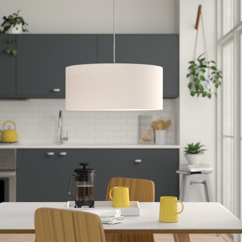 Hust 1-Light Shaded Drum Chandelier