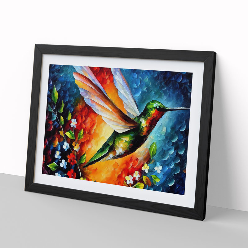 Hummingbird Vol.1 Abstract - Single Picture Frame Print, 25cm H x 34cm W x 2cm D, Black Framed