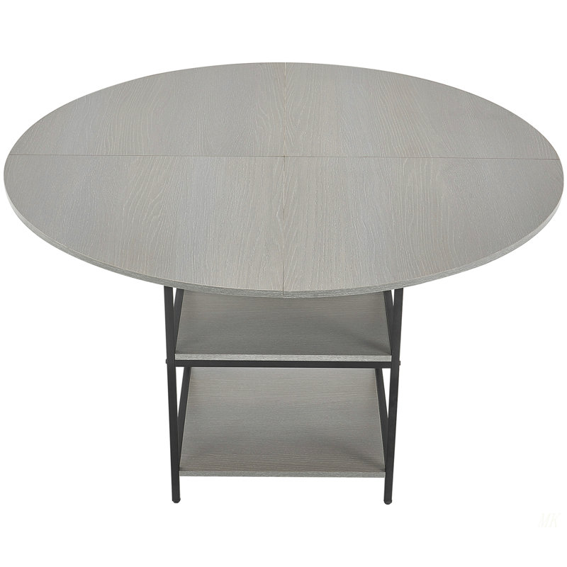47 In Round Dining Table Wood Kitchen Table For 4-6 Person Grey (Only Table)