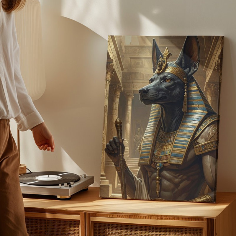 Art mural mural, temple égyptien Anubis, H 9 po x l 12 po