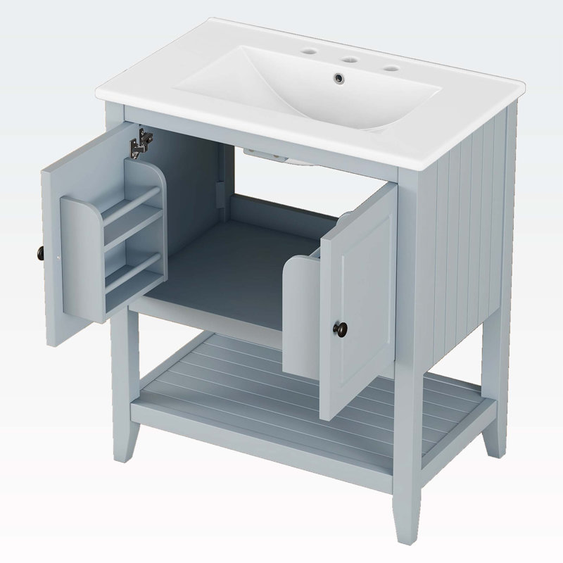 Lavabo de salle de bain 30 po, Gris