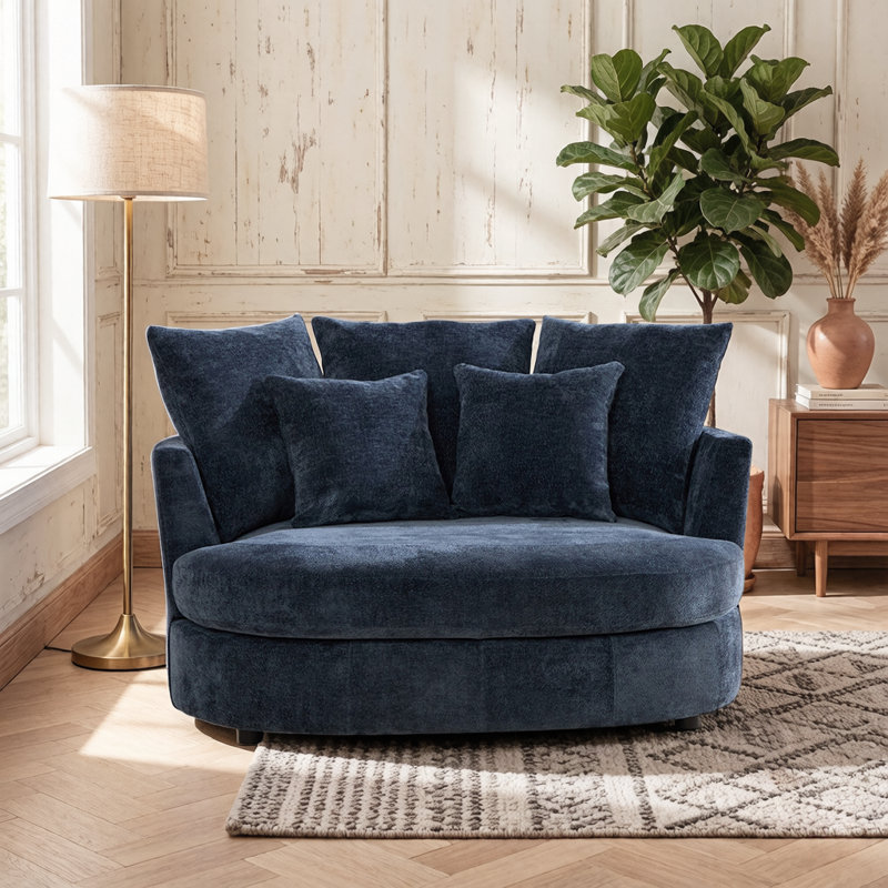 Fauteuil demi-tonneau avec coussin 54,5 po, Navy