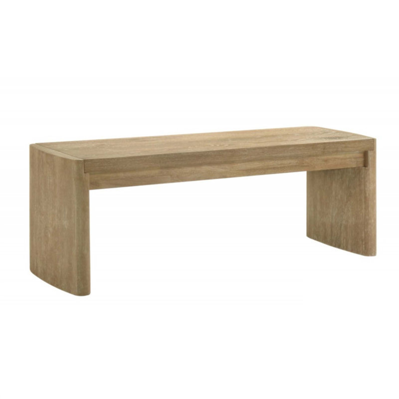 Banc en bois à finition 51 po pour vestibule, salle à manger avec pieds à panneau et sièges spacieux, Marron clair