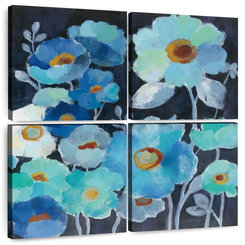 Fleurs indigo Harnek III, H 26 po x l 26 po