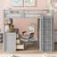 Lit mezzanine double avec tiroirs, bureau et garde-robe - gris (peu encombrant, robuste et durable)-602831763