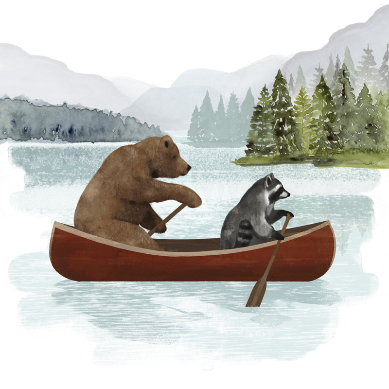 «Canoe Trip I» par Victoria Barnes, impression sur toile tendue, H 36 po x l 36 po, Impression encadrée sans passe-partout
