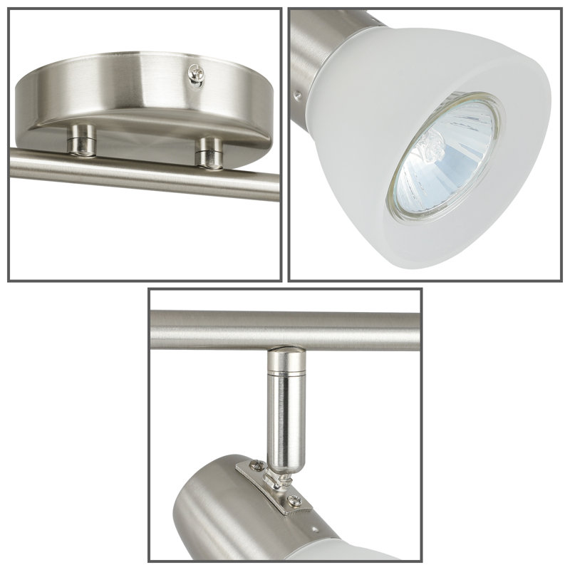 Brushed Nickel 4-Light Modern Track Lighting with Glass Shades
