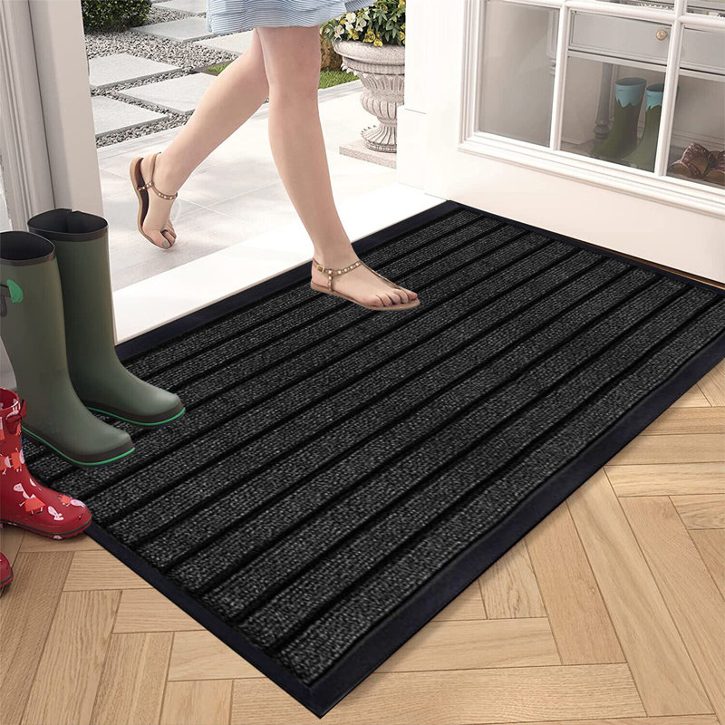 Mavra Non-Slip Indoor Outdoor Door Mat, 60 x 90 , Black