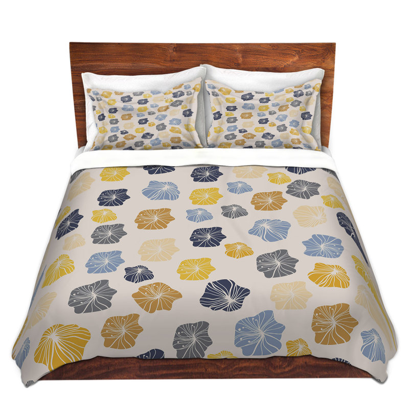  Ensemble de housse de couette Elements II, 1 housse simple + 1 taie standard, Gris / ivoire / jaune