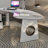 Gray Rectangular Stone+Solid Wood+Stainless Steel with 4 drawers desk