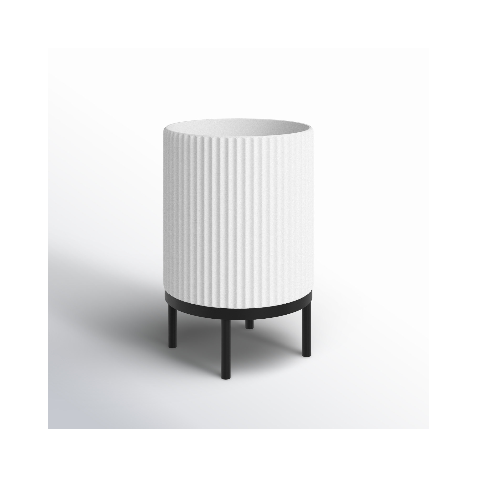 Demi Series Planter with Stand, White/Black, 22" H x 14.75" W x 14.75" D, 1